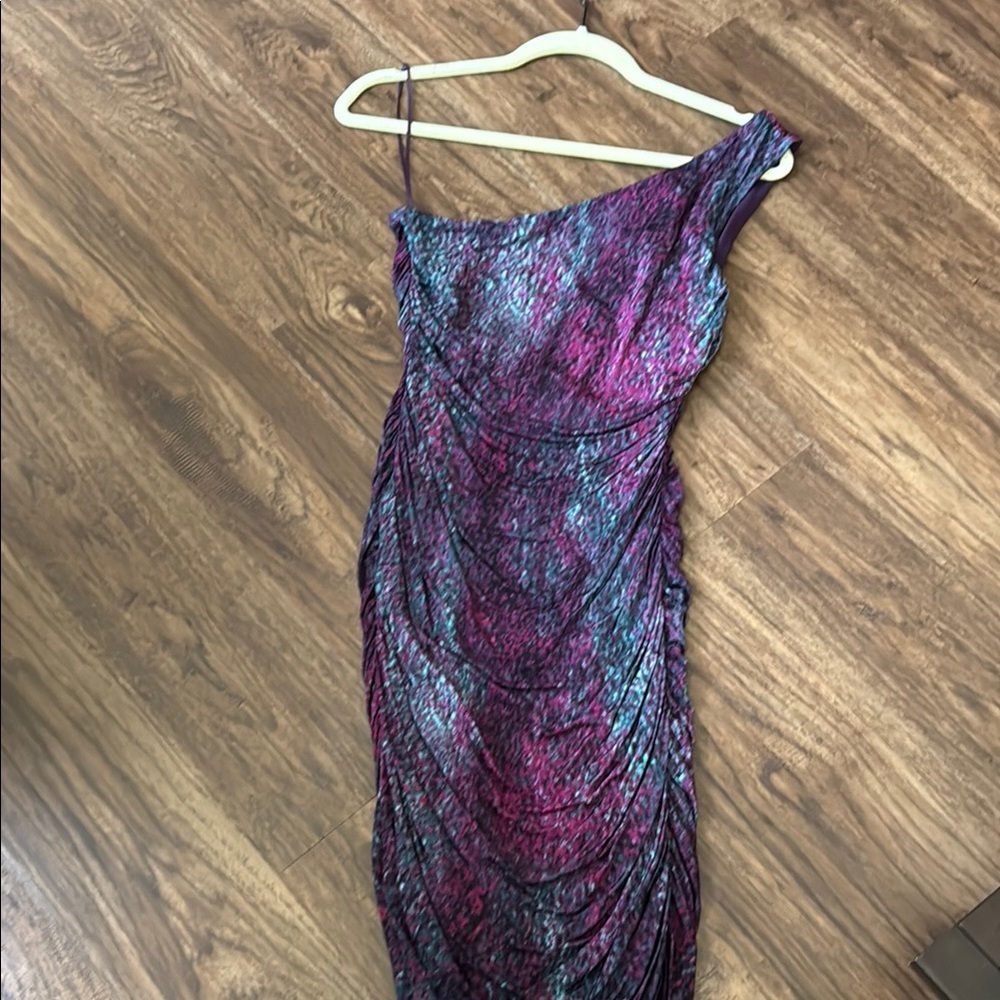 H&M Purple Pink Sequin Asymmetrical Dress
